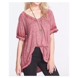 Free People We The Free Free Fallin Tee‎ Red Mauve Size XS Sheer Oversized